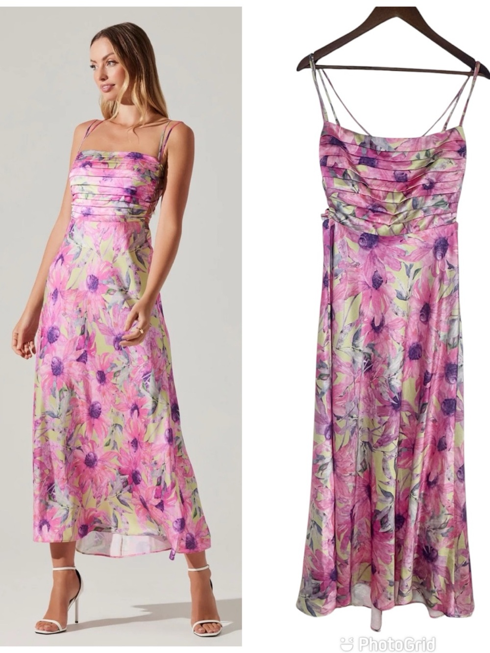 Astr Floral Pink and Purple Midi Dress
